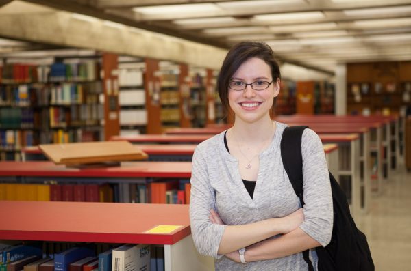 Undergraduate student in the library