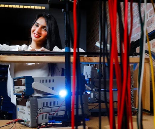 female student working in lab